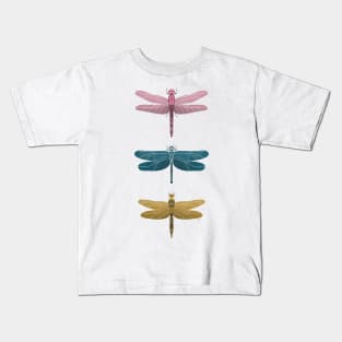 Dragonflies Pattern - Retro Palette Kids T-Shirt